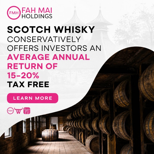 SCOTCH WHISKY CONSERVATIVELY OFFERS INVESTORS AN AVERAGE ANNUAL RETURN OF 15-20%  TAX FREE